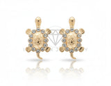 Arete de Lujo - 106682 - Broquel Tortuga CZ Clara - Oro Laminado 18K