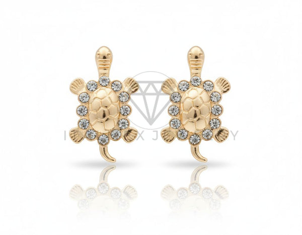 Arete de Lujo - 106682 - Broquel Tortuga CZ Clara - Oro Laminado 18K