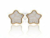 Arete de Lujo - 106685 - Broquel Estrella Blanca - Oro Laminado 18K