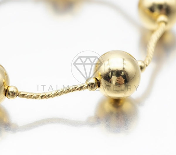 Pulsera de Lujo - 106888 - Pulsera Ajustable con Bolitas - Oro Laminado 18K
