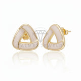 Arete de Lujo - 106694 - Broquel Triangulo Rosa Clara - Oro Laminado 18K