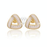 Arete de Lujo - 106694 - Broquel Triangulo Rosa Clara - Oro Laminado 18K