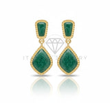 Arete de Lujo - 106695 - Aretes Colgantes Verde de Diferentes Formas - Oro Laminado 18K