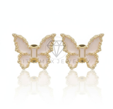 Arete de Lujo - 106693 - Broquel Mariposa Rosa Clara - Oro Laminado 18K