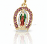 Arete de Lujo - 106699 - Arete Virgen de Guadalupe CZ Rosa - Oro Laminado 18K
