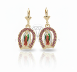 Arete de Lujo - 106699 - Arete Virgen de Guadalupe CZ Rosa - Oro Laminado 18K