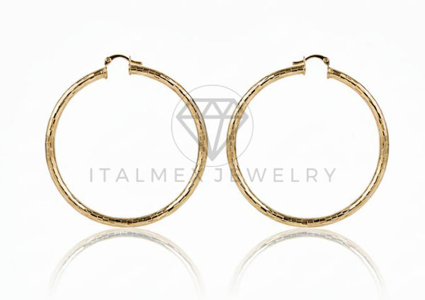 Arete de Lujo - 106705 - Arracada Diamantada 70 MM - Oro Laminado 18K
