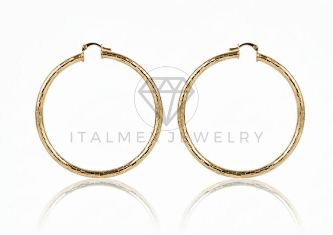 Arete de Lujo - 106705 - Arracada Diamantada 70 MM - Oro Laminado 18K