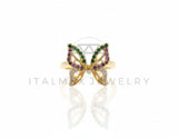 Anillo de Lujo - 106708 - Anillo Ajustable Mariposa CZ Colores - Oro Laminado 18K