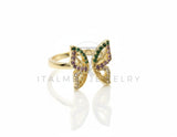 Anillo de Lujo - 106708 - Anillo Ajustable Mariposa CZ Colores - Oro Laminado 18K