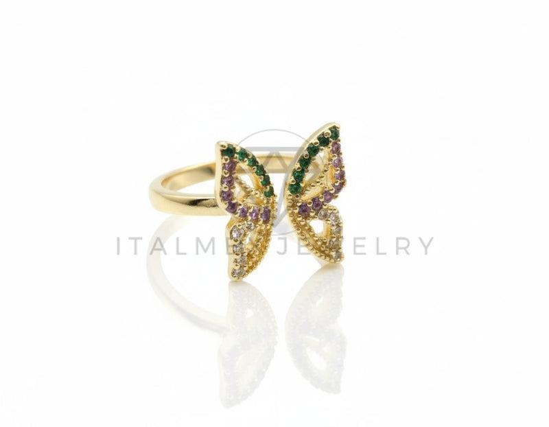 Anillo de Lujo - 106708 - Anillo Ajustable Mariposa CZ Colores - Oro Laminado 18K