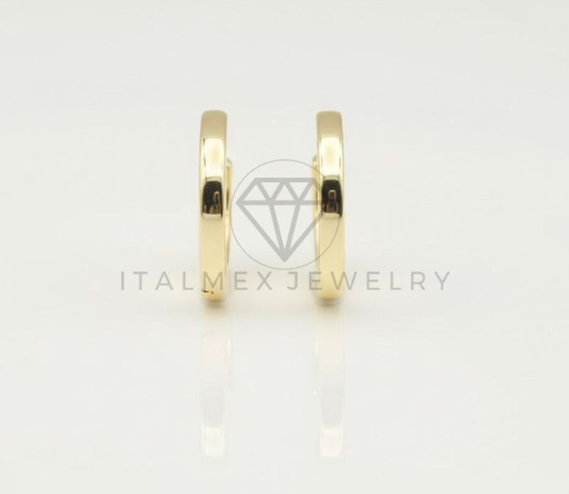 Arete de Lujo - 106711 - Huggie Liso - Oro Laminado 18K