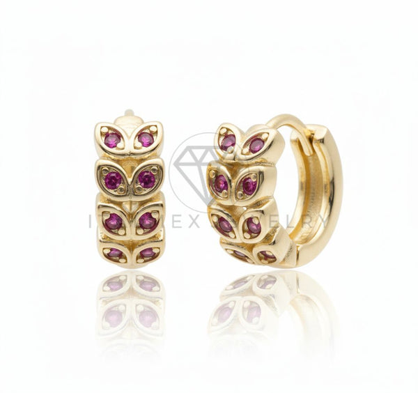 Arete de Lujo - 106725 - Huggie CZ Rosa - Oro Laminado 18K