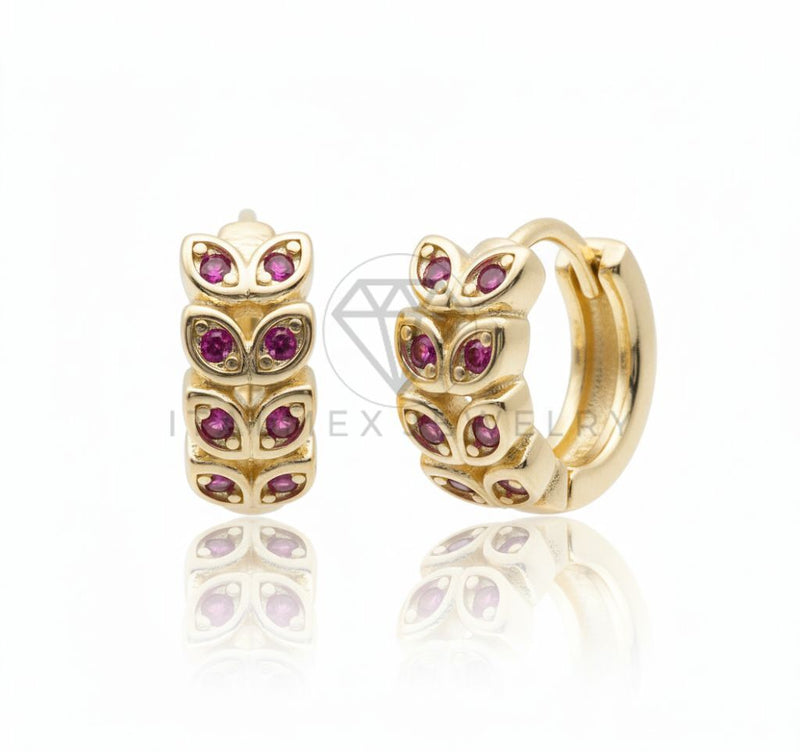 Arete de Lujo - 106725 - Huggie CZ Rosa - Oro Laminado 18K