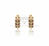 Arete de Lujo - 106725 - Huggie CZ Rosa - Oro Laminado 18K