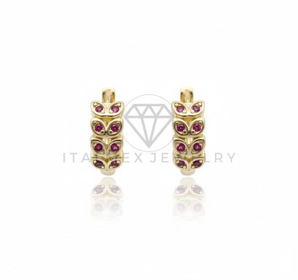 Arete de Lujo - 106725 - Huggie CZ Rosa - Oro Laminado 18K