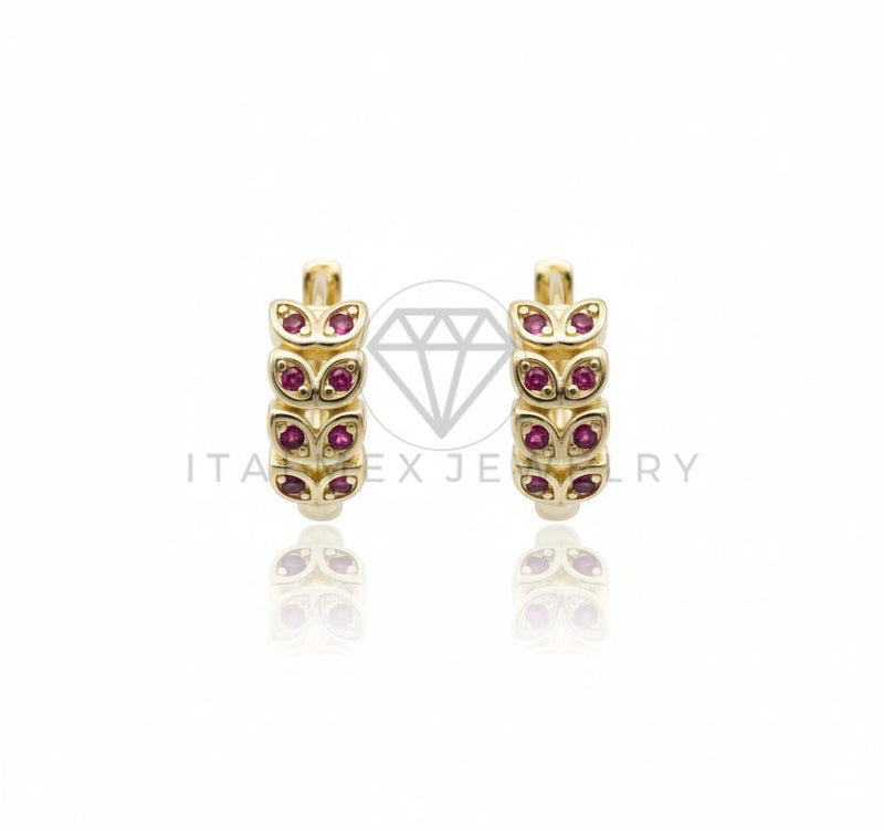 Arete de Lujo - 106725 - Huggie CZ Rosa - Oro Laminado 18K