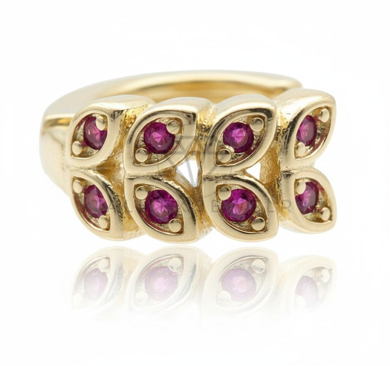 Arete de Lujo - 106725 - Huggie CZ Rosa - Oro Laminado 18K