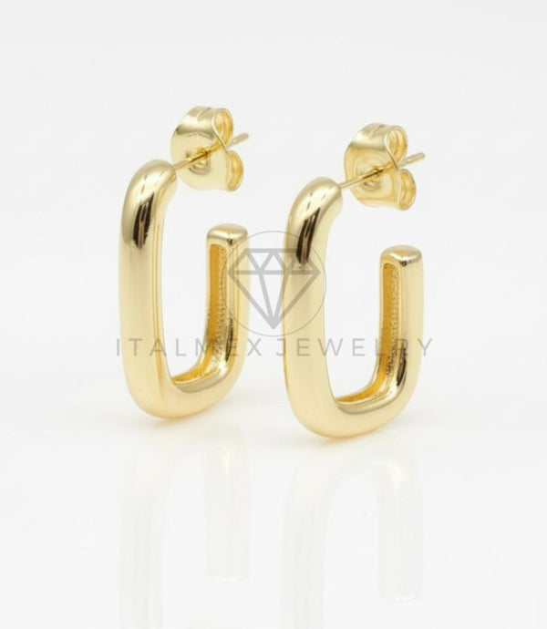 Arete de Lujo - 106726 - Arete Rectangular - Oro Laminado 18K