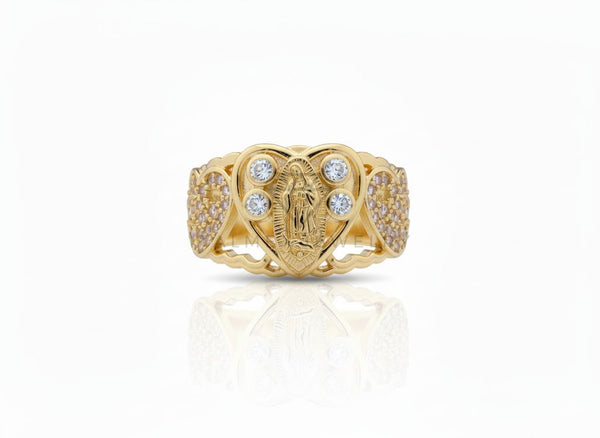 Anillo de Lujo - 106733 - Anillo Ajustable Virgen de Guadalupe CZ Clara - Oro Laminado 18K