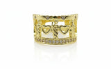 Anillo de Lujo - 106732 - Anillo Ajustable San Judas y Corazones CZ Clara - Oro Laminado 18K
