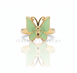 Anillo de Lujo - 106744 - Anillo Ajustable Mariposa Verde - Oro Laminado 18K