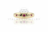 Anillo de Lujo - 106770 - Anillo Ajustable Estrellitas CZ Rosa - Oro Laminado 18K
