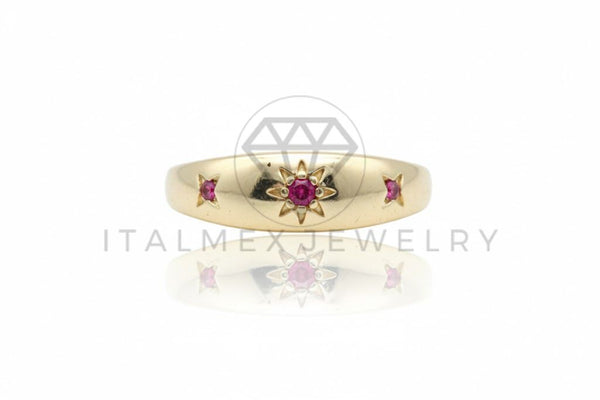 Anillo de Lujo - 106770 - Anillo Ajustable Estrellitas CZ Rosa - Oro Laminado 18K