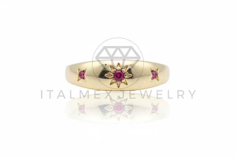 Anillo de Lujo - 106770 - Anillo Ajustable Estrellitas CZ Rosa - Oro Laminado 18K