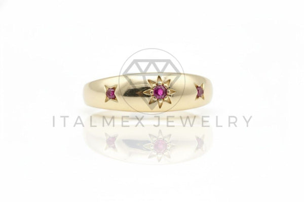 Anillo de Lujo - 106770 - Anillo Ajustable Estrellitas CZ Rosa - Oro Laminado 18K