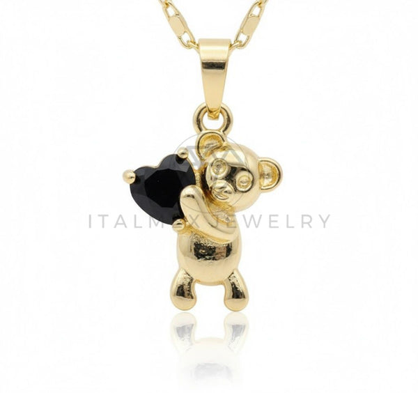 Juego de Lujo - 106774 - Juego Osito CZ Negra - Oro Laminado 18K