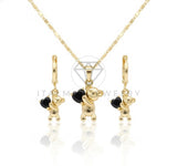Juego de Lujo - 106774 - Juego Osito CZ Negra - Oro Laminado 18K