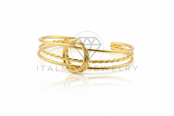Pulsera de Lujo - 106779 - Pulsera Ajustable Texturizada y Lisa - Oro Laminado 18K