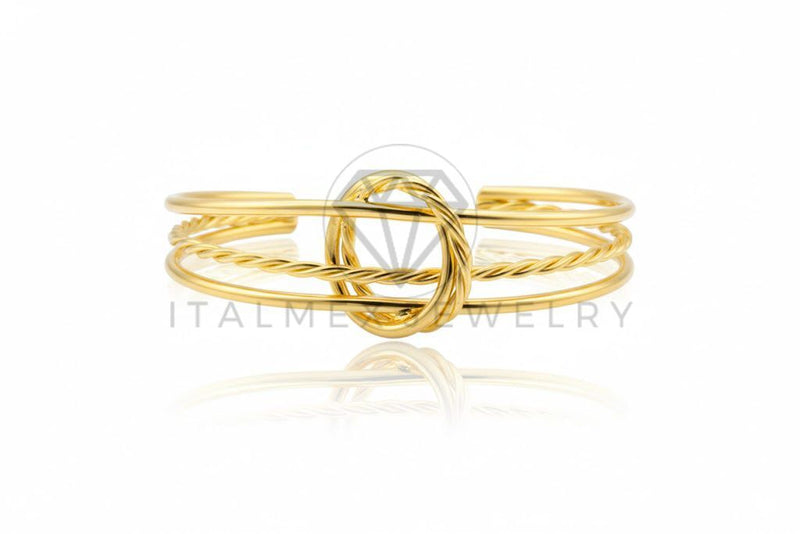 Pulsera de Lujo - 106779 - Pulsera Ajustable Texturizada y Lisa - Oro Laminado 18K