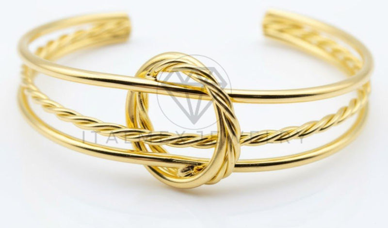Pulsera de Lujo - 106779 - Pulsera Ajustable Texturizada y Lisa - Oro Laminado 18K