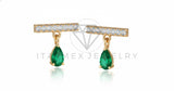 Arete de Lujo - 106801 - Arete CZ Clara y Verde - Oro Laminado 18K