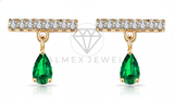 Arete de Lujo - 106801 - Arete CZ Clara y Verde - Oro Laminado 18K