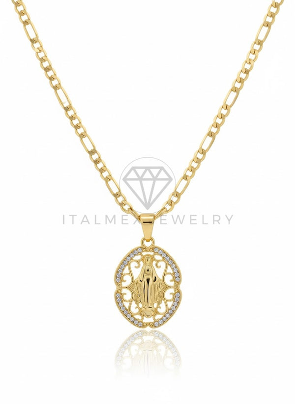 Collar Elegante - 106803 - Collar Virgen CZ Clara - Oro Laminado 18K