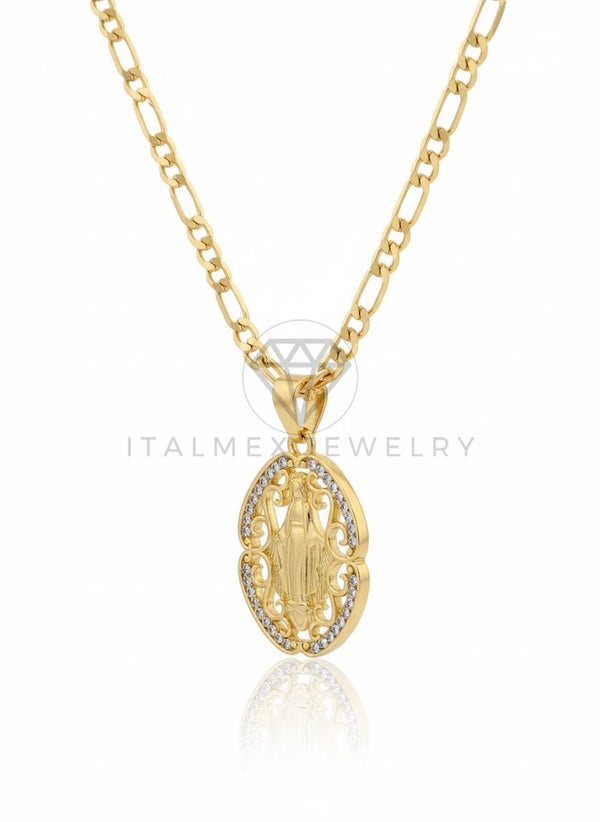 Collar Elegante - 106803 - Collar Virgen CZ Clara - Oro Laminado 18K