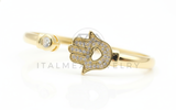 Pulsera de Lujo - 106804 - Pulsera Ajustable Hamsa CZ Clara - Oro Laminado 18K