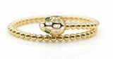Pulsera de Lujo - 106806 - Ajustable Serpiente Diseño Europeo CZ Verde - Oro Laminado 18K