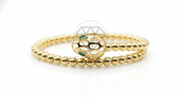Pulsera de Lujo - 106806 - Ajustable Serpiente Diseño Europeo CZ Verde - Oro Laminado 18K