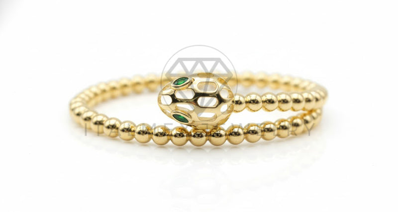 Pulsera de Lujo - 106806 - Ajustable Serpiente Diseño Europeo CZ Verde - Oro Laminado 18K