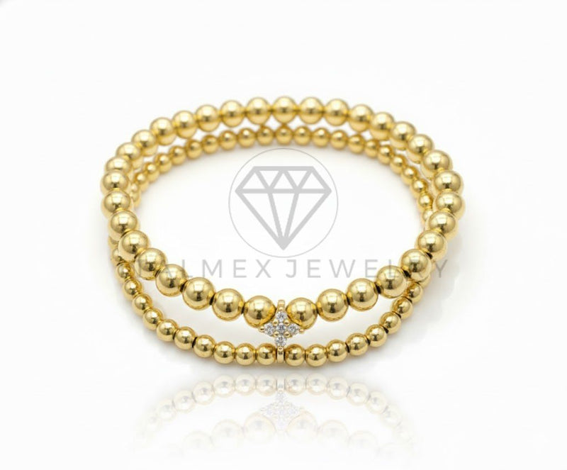 Pulsera de Lujo - 106808 - Doble Pulsera Inspirado Diseñador Europeo CZ Clara - Oro Laminado 18K