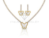 Juego de Lujo - 106812 - Juego Mariposa Blanca CZ Clara - Oro Laminado 18K