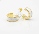 Arete de Lujo - 106813 - Arete Blanca - Oro Laminado 18K