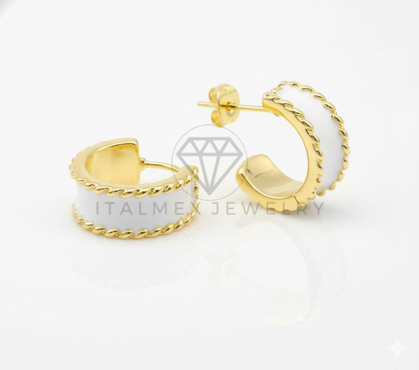Arete de Lujo - 106813 - Arete Blanca - Oro Laminado 18K