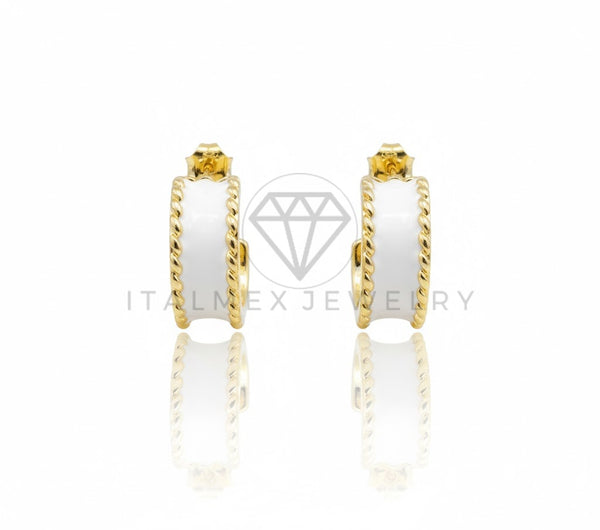 Arete de Lujo - 106813 - Arete Blanca - Oro Laminado 18K