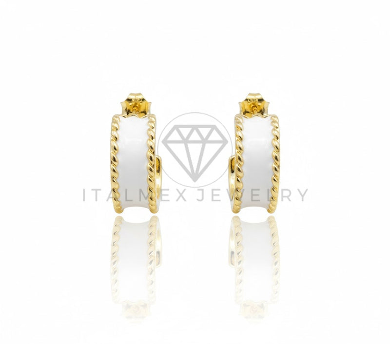 Arete de Lujo - 106813 - Arete Blanca - Oro Laminado 18K