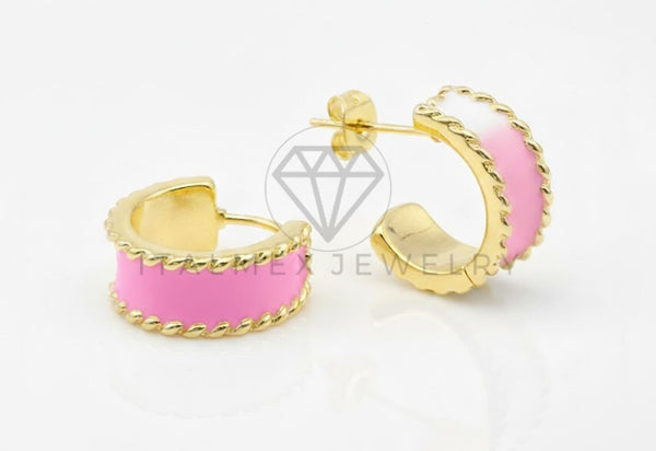 Arete de Lujo - 106814 - Arete Rosa - Oro Laminado 18K